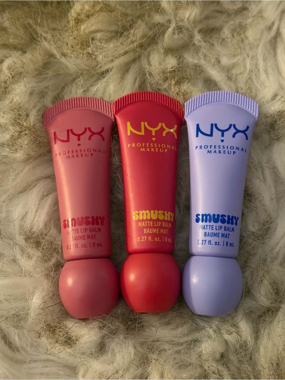 NYX Smushy Matte Lip Balms Trio — Pink, Red, Lavender BRAND NEW NEVER USED